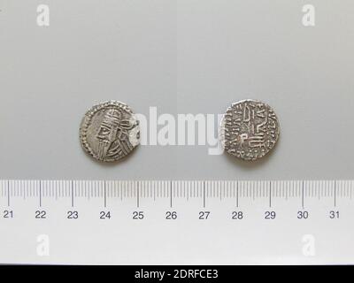 Règle: Artabanus IV de Parthia, règle 213–224, monnaie: Parthia, 1 drachme d'Artabanus V de Parthia, A.D. 213–27, argent, 3.57 g, 12:00, 18.5 mm, fait en Parthia, grecque, 3ème siècle A.D., Numismatique Banque D'Images