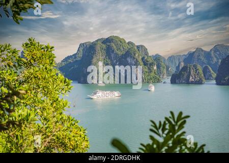 Paysage pittoresque sur la mer. La baie d'Ha Long, Vietnam Banque D'Images