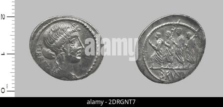 Menthe: Rome, magistrat: M. Iunius Brutus, Denarius de Rome, 54, argent, 3.62 g, 3:00, 21.19 mm, fabriqué à Rome, Italie, romain, 1er siècle avant J.-C., Numismatique Banque D'Images