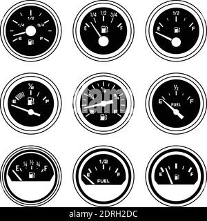 Jauge de niveau de carburant. Pièces du véhicule. Icônes plates Illustration de Vecteur