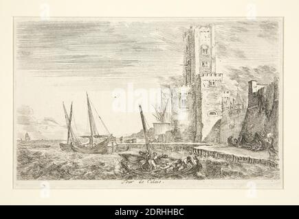 Artiste: Stefano Della Bella, Italien, 1610–1664, Tour de Calais, Etching, feuille: 8.5 × 14 cm (3 3/8 × 5 1/2 in.), fabriqué en Italie, Italien, 17ème siècle, oeuvres sur papier - estampes Banque D'Images