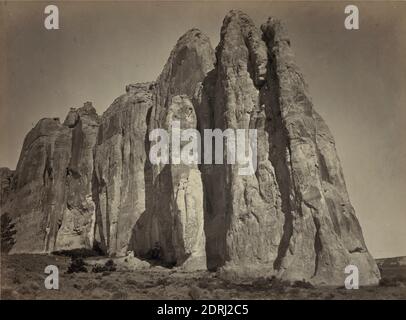 Photo très ancienne du côté sud d'Inscription Rock, Nouveau-Mexique, États-Unis. La photographie a été prise en 1873 par Timothy H'Sullivan. Banque D'Images