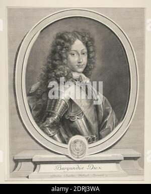 Artiste: Gérard Edelinck, flamand, France active, 1640–1707, Louis, duc de Bourgogne (1682-1712), fin du XVIIe siècle, gravure, 56.8 × 45.5 cm (22 3/8 × 17 15/16 in.), fait en Flandre, flamande, XVIIe–XVIIIe siècle, oeuvres sur papier - estampes Banque D'Images