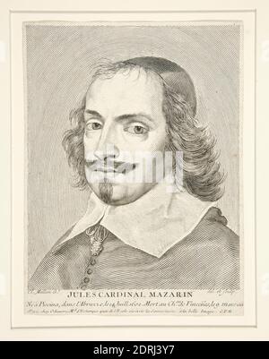 Artiste: Claude Mellan, Français, 1598–1688, Cardinal Jules Mazarin (1602-1661), gravure, 16.5 × 12.3 cm (6 1/2 × 4 13/16 po.), Français, 17ème siècle, oeuvres sur papier - tirages Banque D'Images