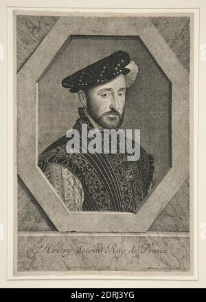 Artiste: Jean Morin, français, ca. 1605–1650, Henri II, Roi de France (1519-1559), vers 1640–1650, gravure avec gravure, 31.4 × 21.6 cm (12 3/8 × 8 1/2 po), fabriqué en France, français, XVIIe siècle, œuvres sur papier - estampes Banque D'Images