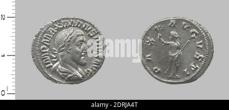 Chef: Maximinus I, empereur de Rome, ca. A.D. 173–238, gouvernée 235–38, monnaie : Rome, Denarius de Maximinus I, empereur de Rome de Rome, 235, argent, 3.04 g, 12:00, 18.7 mm, fait à Rome, Italie, romain, 3e siècle A.D., numismatique Banque D'Images