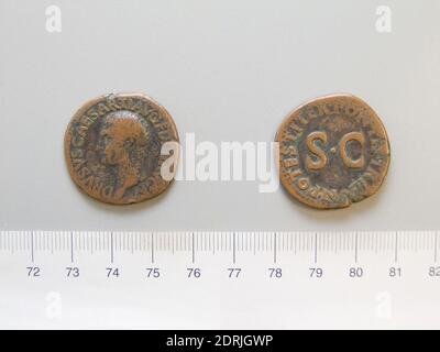 Souverain : Tiberius, empereur de Rome, 42 av. J.-C.–A.D. 37, monnaie: Rome, Honorand: Drusus, fils de l'empereur Tiberius, coin de Tiberius, empereur de Rome de Rome, 22–23, cuivre, 10.01 g, 7:00, 27.5 mm, fait à Rome, Italie, romain, 1er siècle, numismatique Banque D'Images