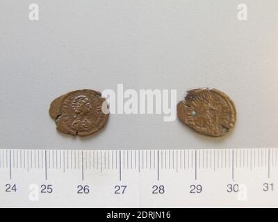 Règle: Theodosius I, empereur de Rome, ca. 346–395, gouvernée 379–95, monnaie: Constantinople, Honorand: Flaccila, pièce de Théodosius I, empereur de Rome de Constantinople, 378–83, cuivre, 0.90 g, 6:00, 12.5 mm, fait à Constantinople, romain, 4e siècle, numismatique Banque D'Images