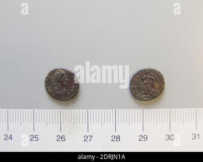 Règle: Theodosius I, empereur de Rome, ca. 346–395, gouvernée 379–95, monnaie: Cyzicus, pièce de Théodosius I, empereur de Rome de Cyzicus, 388–92, cuivre, 1.13 g, 6:00, 12 mm, fabriqué en Cyzicus, Mysia, romain, 4e siècle, numismatique Banque D'Images