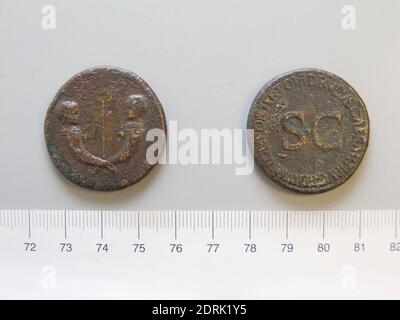 Souverain : Tiberius, empereur de Rome, 42 av. J.-C.–A.D. 37, monnaie: Rome, Honorand: Drusus, fils de l'empereur Tiberius, Sestertius de Tiberius, empereur de Rome de Rome, 21–22, cuivre, 26.37 g, 6:00, 33.5 mm, fait à Rome, romain, 1er siècle, numismatique Banque D'Images