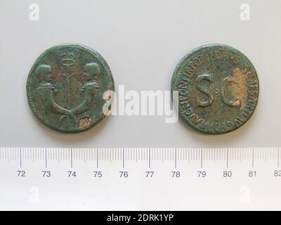 Souverain : Tiberius, empereur de Rome, 42 av. J.-C.–A.D. 37, monnaie : Rome, Honorand : Drusus, fils de l'empereur Tiberius, Sestertius de Tiberius, empereur de Rome, 21–22, cuivre, 27.78 g, 6:00, 34.5 mm, fait à Rome, Empire romain, romain, 1er siècle, numismatique Banque D'Images