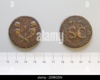 Souverain : Tiberius, empereur de Rome, 42 av. J.-C.–A.D. 37, monnaie: Rome, Honorand: Drusus, fils de l'empereur Tiberius, Sestertius de Tiberius, empereur de Rome de Rome, 21–22, cuivre, 25.06 g, 12:00, 35 mm, fait à Rome, romain, 1er siècle, numismatique Banque D'Images