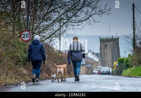 Chipping, Preston, Lancashire, Royaume-Uni. 21 décembre 2020. Une journée terne et humide dans le village de Chipping près de Preston, Lancashire. Crédit : John Eveson/Alamy Live News Banque D'Images