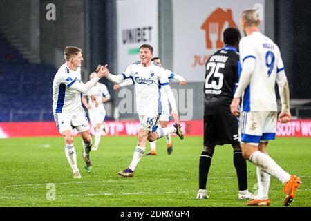 Copenhague, Danemark. 20 décembre 2020. PEP Biel (16) du FC Copenhagen marque et célèbre lors du match 3F Superliga entre le FC Copenhagen et Odense Boldklub à Parken, Copenhague. (Crédit photo : Gonzales photo/Alamy Live News Banque D'Images