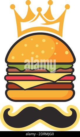 motif graphique vectoriel de l'icône du logo burger king moustache Illustration de Vecteur