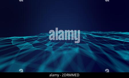 Arrière-plan abstrait des connexions géométriques bleues. Intelligence artificielle technologie concept médical. Banque D'Images