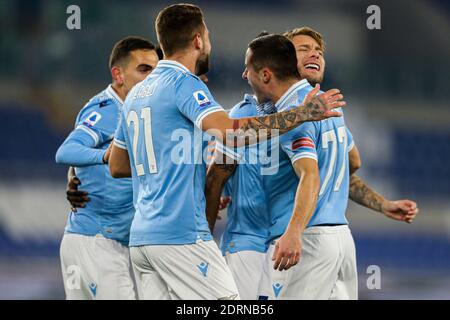 L’attaquant italien du Latium Ciro immobile célèbre après avoir obtenu un but Lors de la série UN match de football SS Lazio contre SSC Naples Banque D'Images