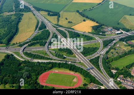 Manchester: Worsley tressé Interchange M62 - M602 - M60 vue aérienne Banque D'Images