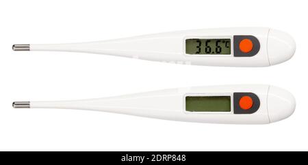 Thermomètre électronique numérique médical isolé sur fond blanc Banque D'Images