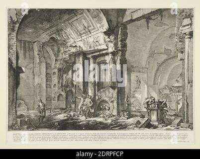 Artiste: Giovanni Battista Piranesi, Italien, 1720–1778, Veduta di altra parte della Camera Sepolcrale di L. Arrunzio (vue d'une autre partie de la chambre tombeau de L. Arruntius), de l'Antichità Romane, Etching, platemark: 39.8 × 60.2 cm (15 11/16 × 23 11/16 po), fabriqué en Italie, italien, XVIIIe siècle, travaux sur papier - tirages Banque D'Images