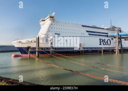 ROTTERDAM EUROPOORT, PAYS-BAS - 29 FÉVRIER 2016 : le ferry Pride of Hull of P&O North Sea Ferries est enchaîné au quai de Rotterdam Europoo Banque D'Images