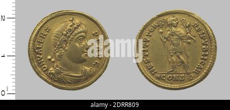 Souverain: Valens, empereur de l'Empire romain, A.D. 328–78, règle 364–78, monnaie: Constantinople, coin de Valens, empereur de l'Empire romain de Constantinople, 364–78, Or, 4.44 g, 6:00, 21.7 mm, fait à Constantinople, romain, 4e siècle, numismatique Banque D'Images