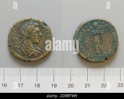 Chef: Caracalla, empereur romain, A.D. 188–217, dirigé A.D. 198–217, menthe: Nicopolis ad Istrum, 4 pièce d'Assaria de Caracalla, empereur romain de Nicopolis, 198–217, Orichalcum, 11.29 g, 7:00, 27.1 mm, fabriqué en Nicopolis ad Istrum, Moesia Inferior, romain, 3ième siècle, Numismatique Banque D'Images