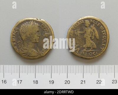 Régal: Geta Lucius Septimius, Empereur de Rome, A.D. 189–211, Mint: Nicopolis ad Istrum, 4 Assaria de Geta Lucius Septimius, Empereur de Rome de Nicopolis, 209–12, Orichalcum, 12.23 g, 1:00, 27.6 mm, fabriqué en Nicopolis ad Istrum, Moesia, inférieur, Numistique romain, 3e siècle Banque D'Images