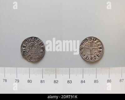 Règle: Edward, roi d'Angleterre, ca. 1003–1066, réglée 1042–65, monnaie: Winchester, magistrat: Godwine, 1 Penny of Edward le confesseur de Winchester, argent, 1.26 g, 18.5 mm, fait à Winchester, Angleterre, anglo-saxonne, XIe siècle, numismatique Banque D'Images