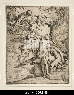 Artiste: Pietro Testa, Italien, 1611/12–1650, le sacrifice d'Isaac, vers 1640–42, Etching, feuille: 29.8 × 24.2 cm (11 3/4 × 9 1/2 in.), fait en Italie, Italien, 17ème siècle, oeuvres sur papier - estampes Banque D'Images