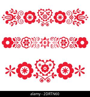 Polonais floral folk art vector long vertical éléments de conception inspirés par la broderie traditionnelle, les motifs de carte de vœux Illustration de Vecteur