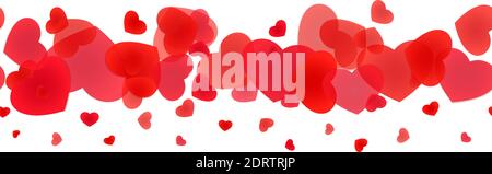 Bandeau en toile coeur sans couture. Ligne de cadrage décorative avec coeurs épars Illustration de Vecteur