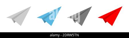Jeu d'icônes d'avion à papier vectoriel. Avion de papier origami. Illustration vectorielle isolée sur fond blanc Illustration de Vecteur