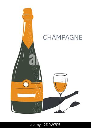 Champagne avec bulles, vecteur boisson alcoolisée Illustration de Vecteur
