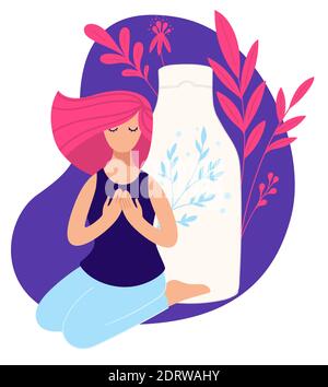 Produits cosmétiques naturels et biologiques pour les cheveux Illustration de Vecteur