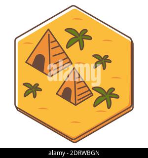 Tuile de jeu ou carte avec pyramide et palmiers vecteur Illustration de Vecteur