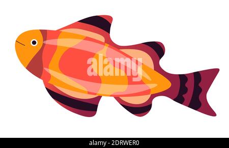 Poisson doré avec nageoires colorées, vecteur de la mer Illustration de Vecteur