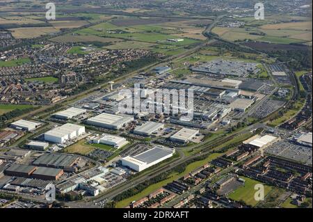 Vues aériennes Tata Jaguar Land Rover car Assembly Plant, Halewood Body & Assembly, Knowsley, Merseyside Banque D'Images