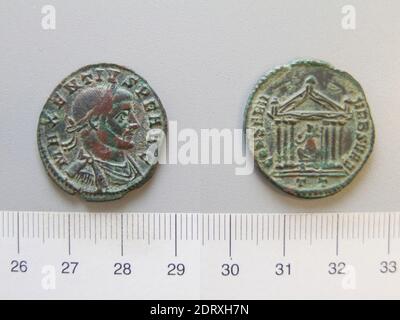 Règle: Maxentius, César 306-307, Auguste 307-312, menthe: Ticinum, 1 Nummus de Maxentius, César 306 307, Augustus 307 312 de Ticinum, 307–9, Bronze, 6.01 g, 6:00, 25.1 mm, fabriqué en Ticinium, romain, 4e siècle, numismatique Banque D'Images