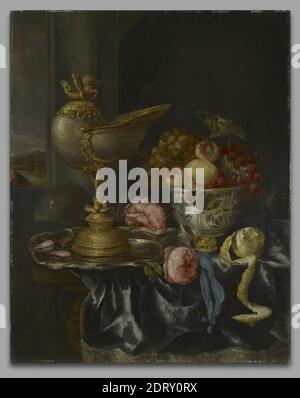 Artiste: Abraham van Beyeren, néerlandais, 1620/21–1690, banquet Still Life with Nautilus Cup, vers 1650, huile sur panneau, sans cadre: 78.1 × 54 cm (30 3/4 × 21 1/4 in.), non en vue, néerlandais, XVIIe siècle, peintures Banque D'Images