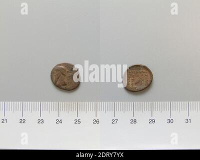 Règle: Mithrades II, 123-88 B.C.Mint: Parthia, pièce de Mithrades II de Parthia, 123–88 C.-B., cuivre, 1.83 g, 3:00, 16.5 mm, fait en Parthia, Parthian, 2e–1er siècle C.-B., Numismatique Banque D'Images