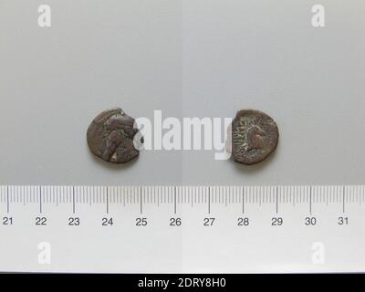 Règle: Mithrades II, 123-88 B.C.Mint: Parthia, pièce de Mithrades II de Parthia, 123–88 C.-B., cuivre, 2.83 g, 12:00, 16.6 mm, fait en Parthia, Parthian, 2e–1er siècle C.-B., Numismatique Banque D'Images