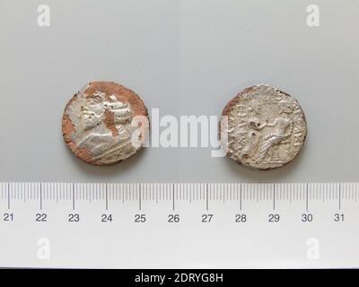 Règle: Vologases I, roi parthien A.D. 51-78, monnaie: Seleucia ad Tigrim, Tetradrachm de Vologases I, roi parthien de Seleucia ad Tigrim, A.D. 66–67, argent, 9.41 g, 12:00, 26.1 mm, fabriqué en Seleucia Tigad RIM, Mésopotamie, A.D., Numistic, 1er siècle, A. Banque D'Images