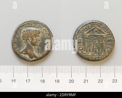 Régal: Geta Lucius Septimius, empereur de Rome, A.D. 189–211, menthe: Neocaesareia, coin de Geta Lucius Septimius, empereur de Rome de Neocaesareia, 205–6, cuivre, 14.48 g, 1:00, 29 mm, fabriqué en Neocaesareia, Roman, 3ième siècle, Numismatique Banque D'Images