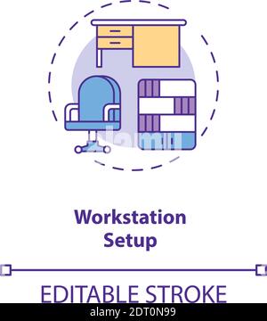 Icône de concept de configuration du poste de travail Illustration de Vecteur