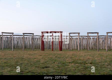 Pömmelte, Saxe-Anhalt, Allemagne. 21 décembre 2020. Le sanctuaire de l'anneau Pömmelte le jour du solstice d'hiver. Le site culte préhistorique est également appelé Stonehenge allemand par des archéologues. Crédit: Mattis Kaminer/Alay Live News Banque D'Images