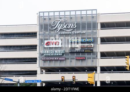 Tysons, va, États-Unis - 14 janvier 2020 : panneau Tysons Corner Center à Tysons, va, États-Unis. Banque D'Images