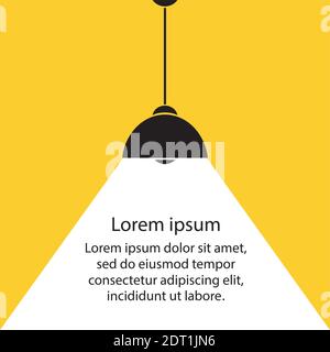 ampoule sur fond jaune, partie de l'intérieur et de l'endroit modernes pour le texte, illustration vectorielle de dessin animé Illustration de Vecteur