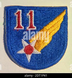 Emblème de la 11e Armée de l'Air américaine de la Seconde Guerre mondiale et écusson de la 11e Armée de l'Air. Banque D'Images