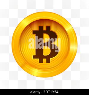 Signe de crypto-monnaie Bitcoin sur fond transparent. Blockchain. Illustration vectorielle Illustration de Vecteur